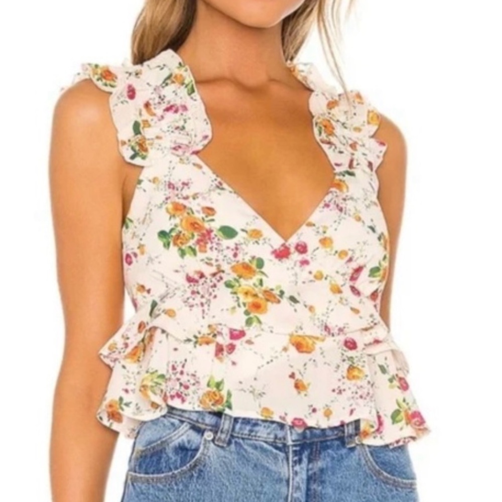 House of Harlow 1960 Floral Ruffle Blouse